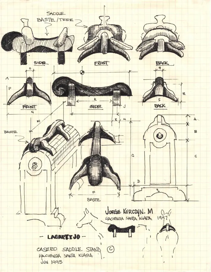 Original Casero Saddle Stand design sketch by Jorge Kurczyn, June 1995
